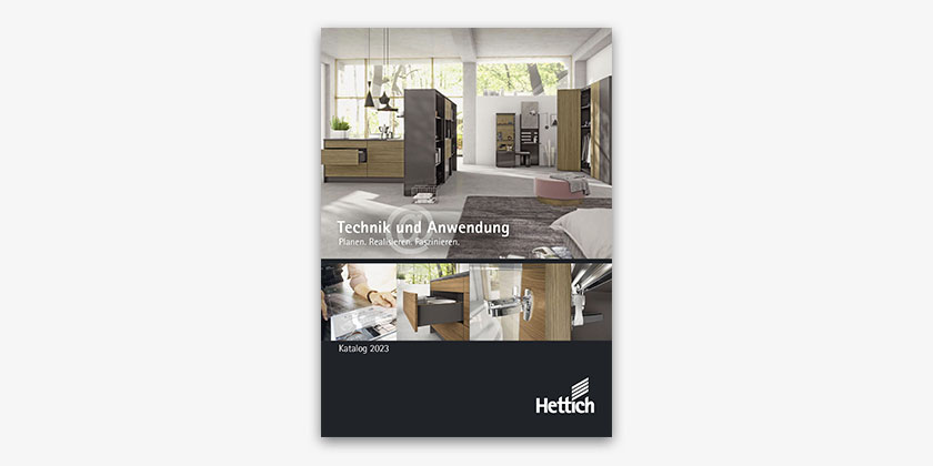 <p>Sur plus de 1'490 pages, la vaste documentation des systèmes de ferrements pour meubles modernes de Hettich.</p>