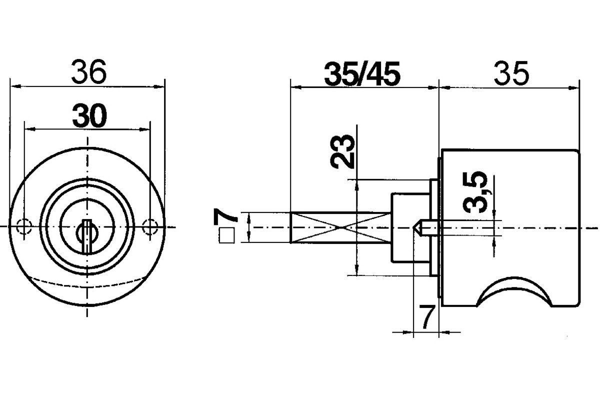 Maniglie girevoli con cilindro HEUSSER 3413.2 COMBI / WKS - P5000