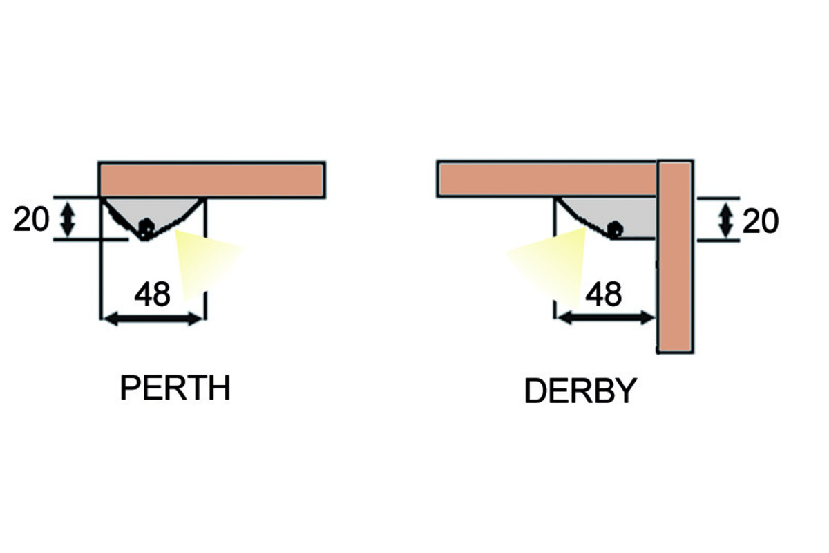 Profili per montaggio esterno LED L&S Perth/Derby con diaframmi