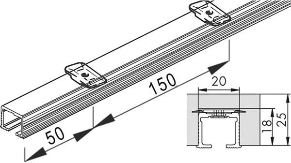 Ferramenta per ante scorrevoli HAWA Clipo 25 H, Inslide