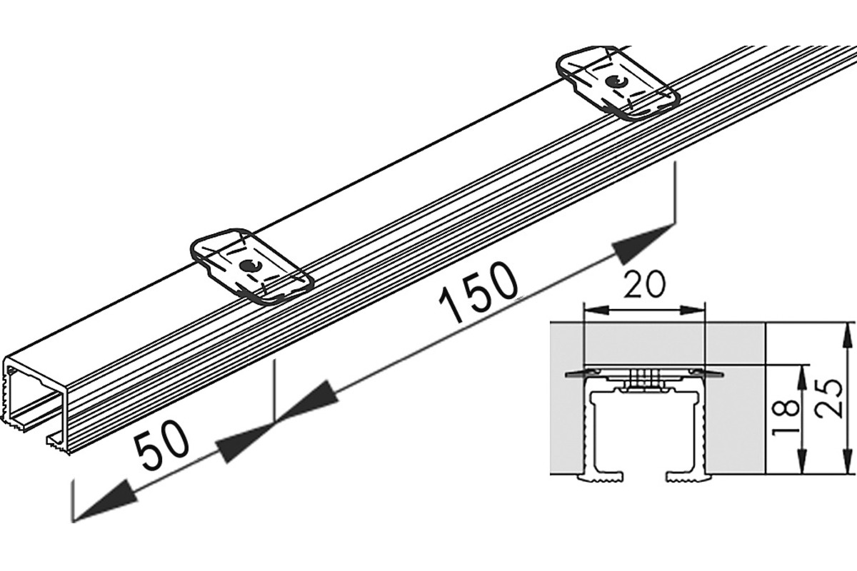 Ferramenta per ante scorrevoli HAWA Clipo 25 H, Inslide