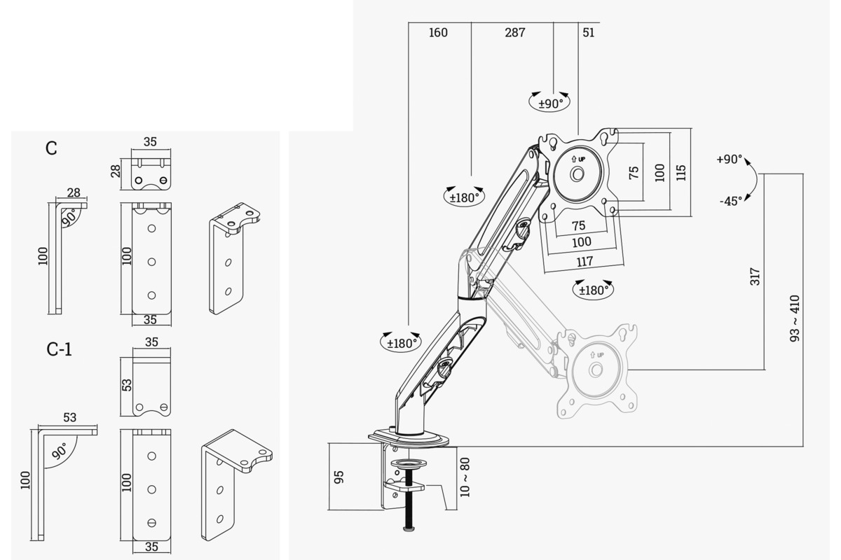 Bras pour moniteur OK-LINE