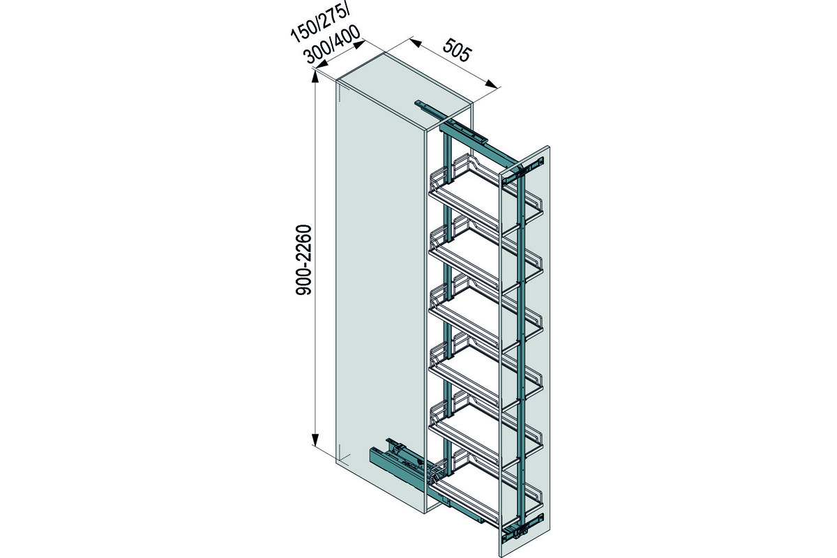 Système d'extension de façade pour armoire haute PEKA/KESSEBÖHMER Standard