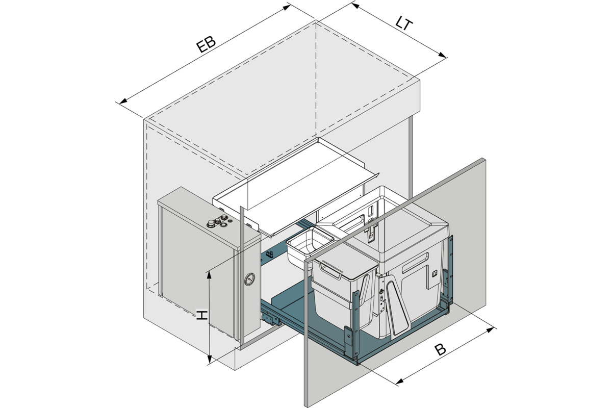 Secchio per rifiuti sistema estraibile PEKA Oeko Complet Aqua L