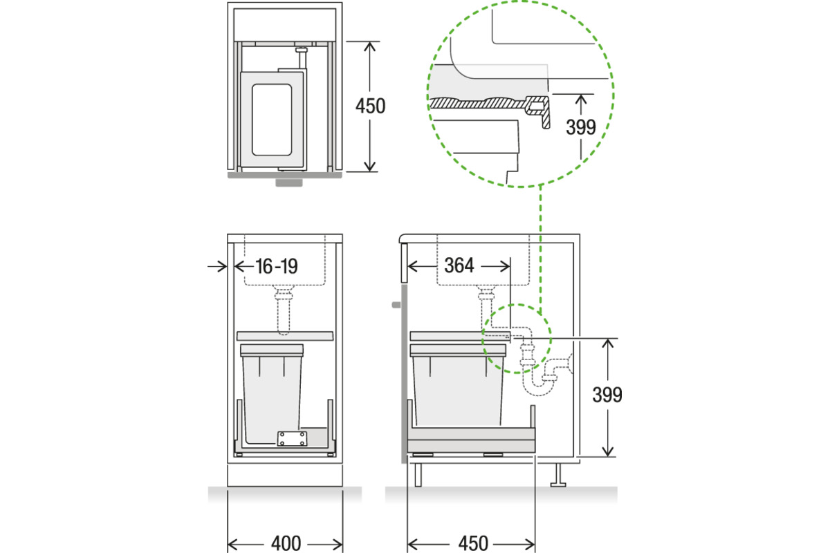 Secchio per rifiuti sistema estraibile MÜLLEX X-LINE X40 M17 Basic Pro