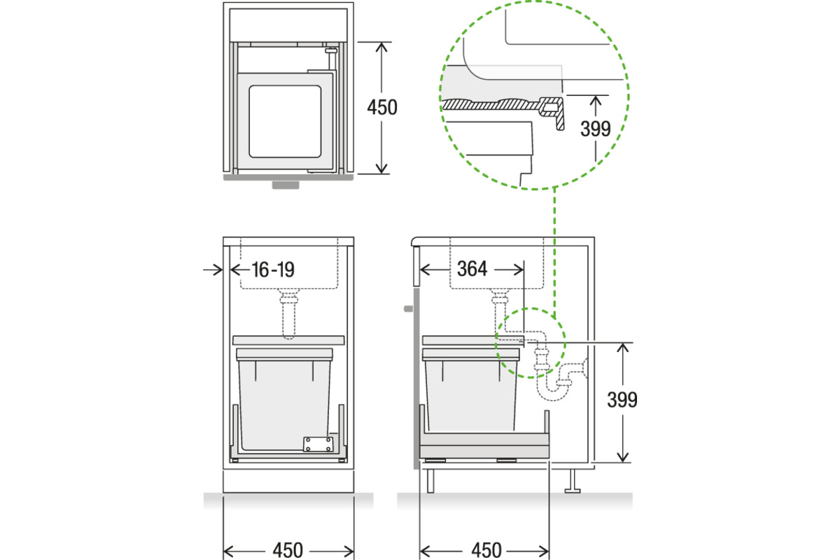 Abfall-Auszugsystem MÜLLEX X-LINE X45 Basic Pro