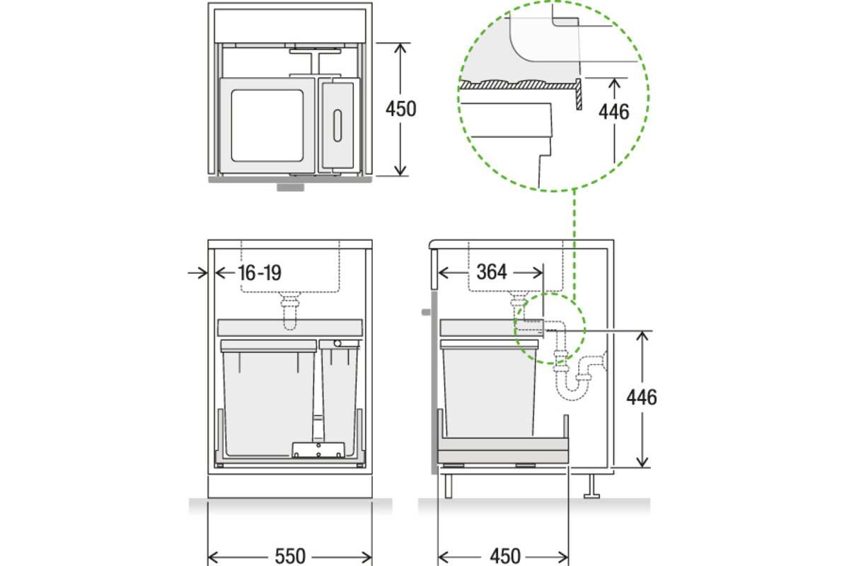 Systèmes de déchets coulissant MÜLLEX X-LINE X55 Premium Pro