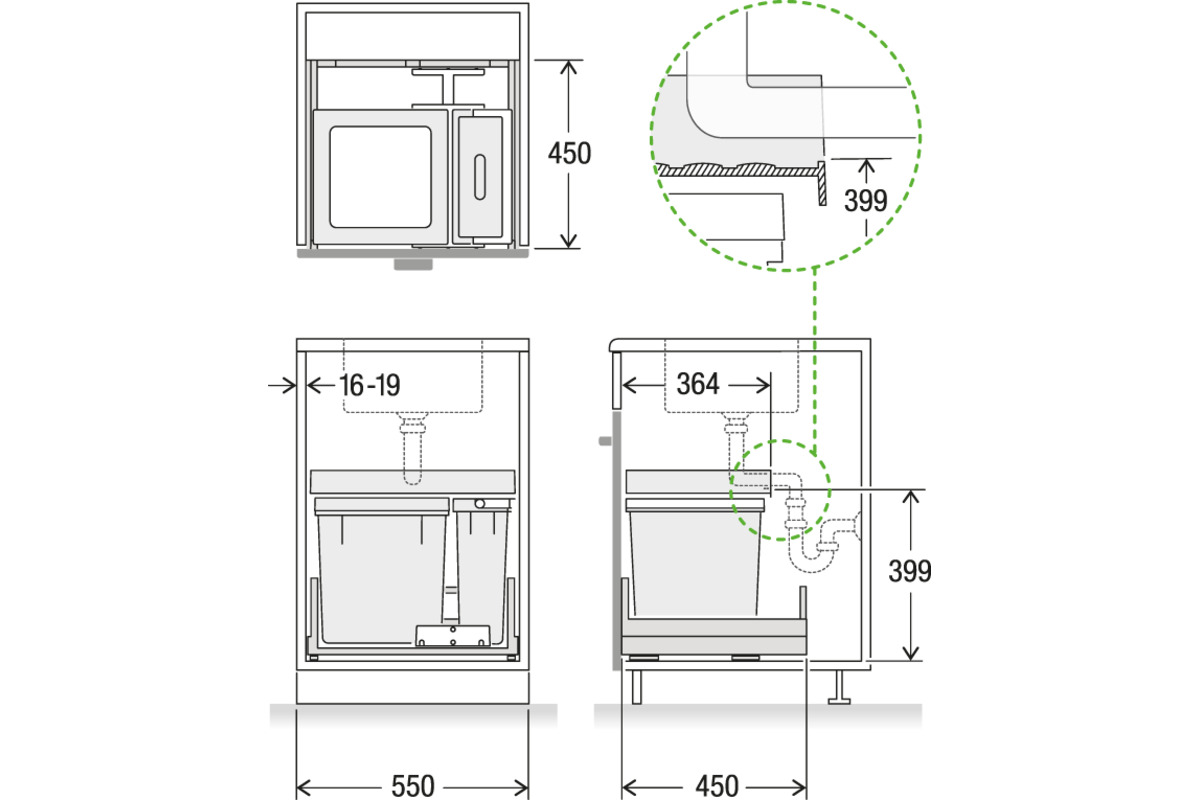 Systèmes de déchets coulissant MÜLLEX X-LINE X55 Premium Pro