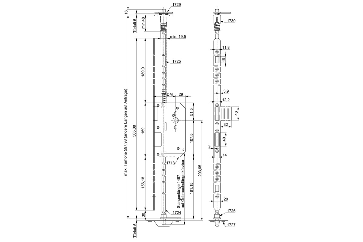 Verrouillage antipanique du battant fix MSL 1860 PE