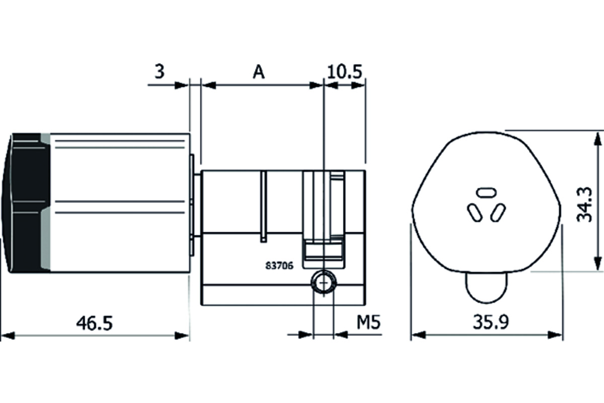 E-Mezzo cilindro Glutz 83706 E/PZ