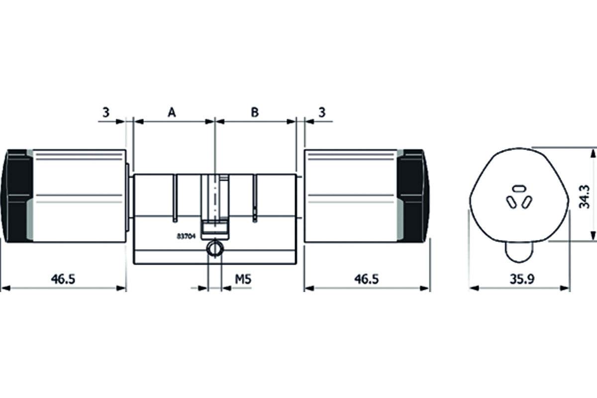 E-Doppelzylinder Glutz 83704 EE/PZ