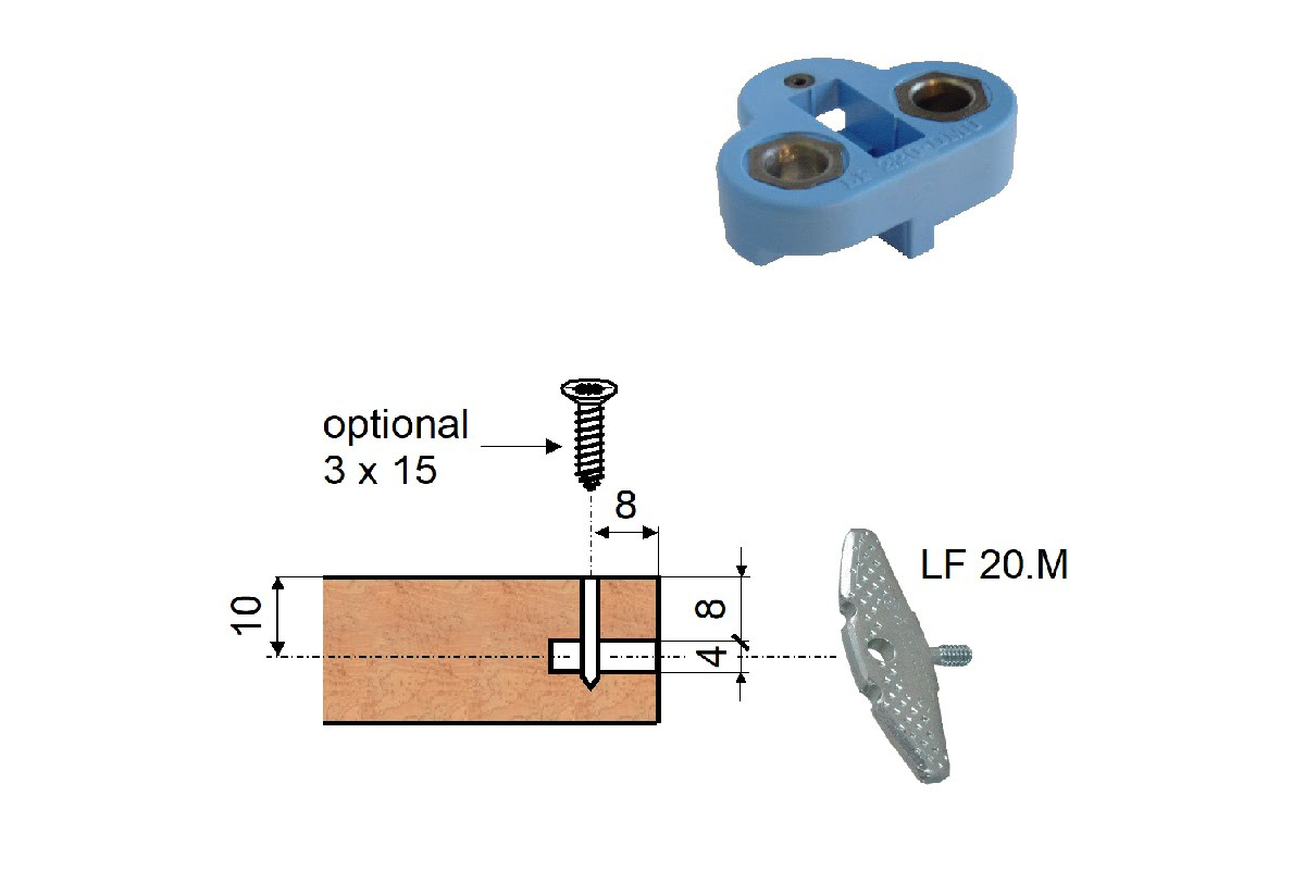 Ferrements d'assemblage LAMIFIX avec vis M 4