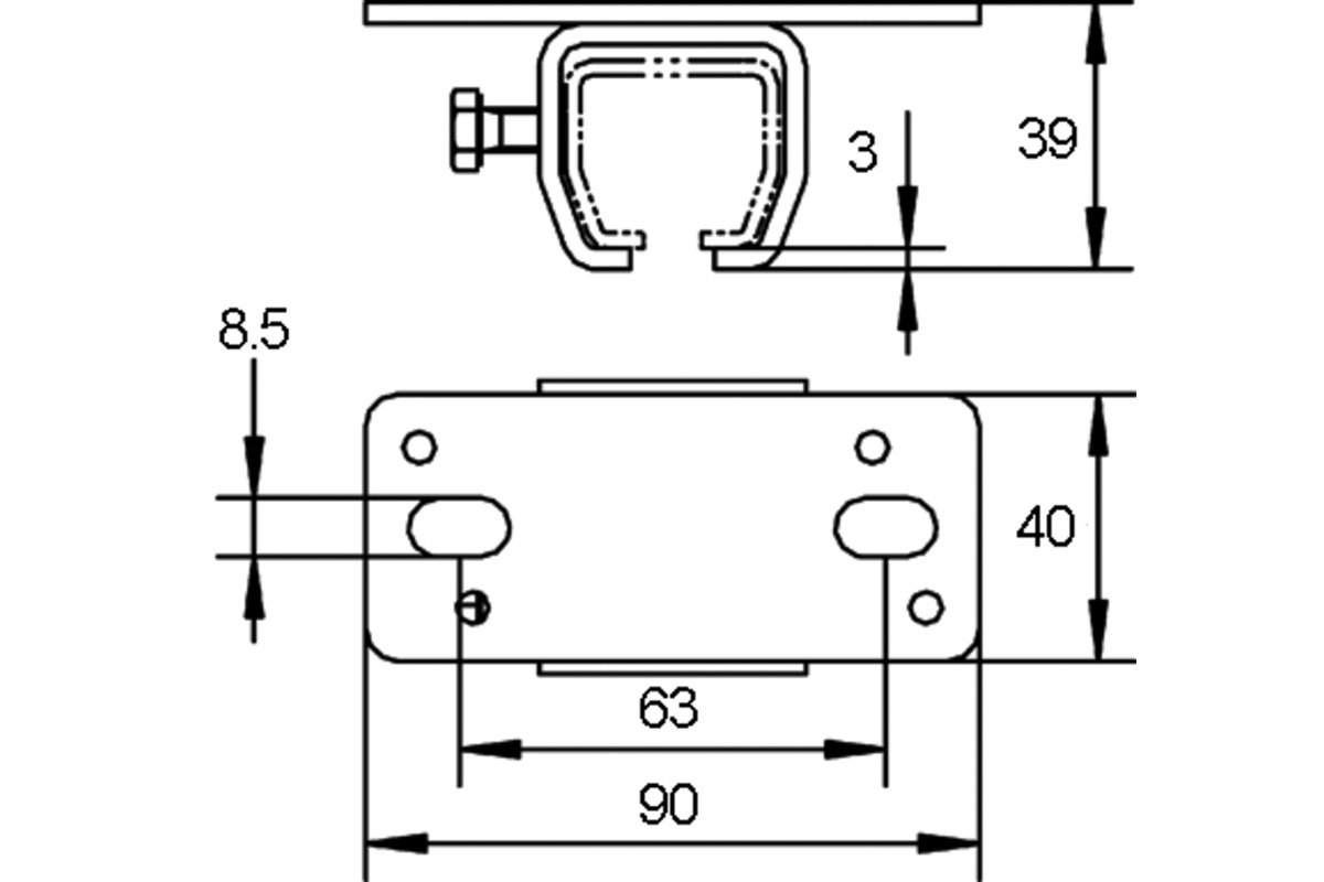 Manicotto a soffitto HELM-02 per sistema a tenda