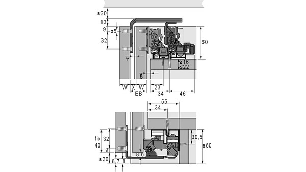 Ferrements pour portes coulissantes HETTICH TopLine XL, Forslide, conduite amorties