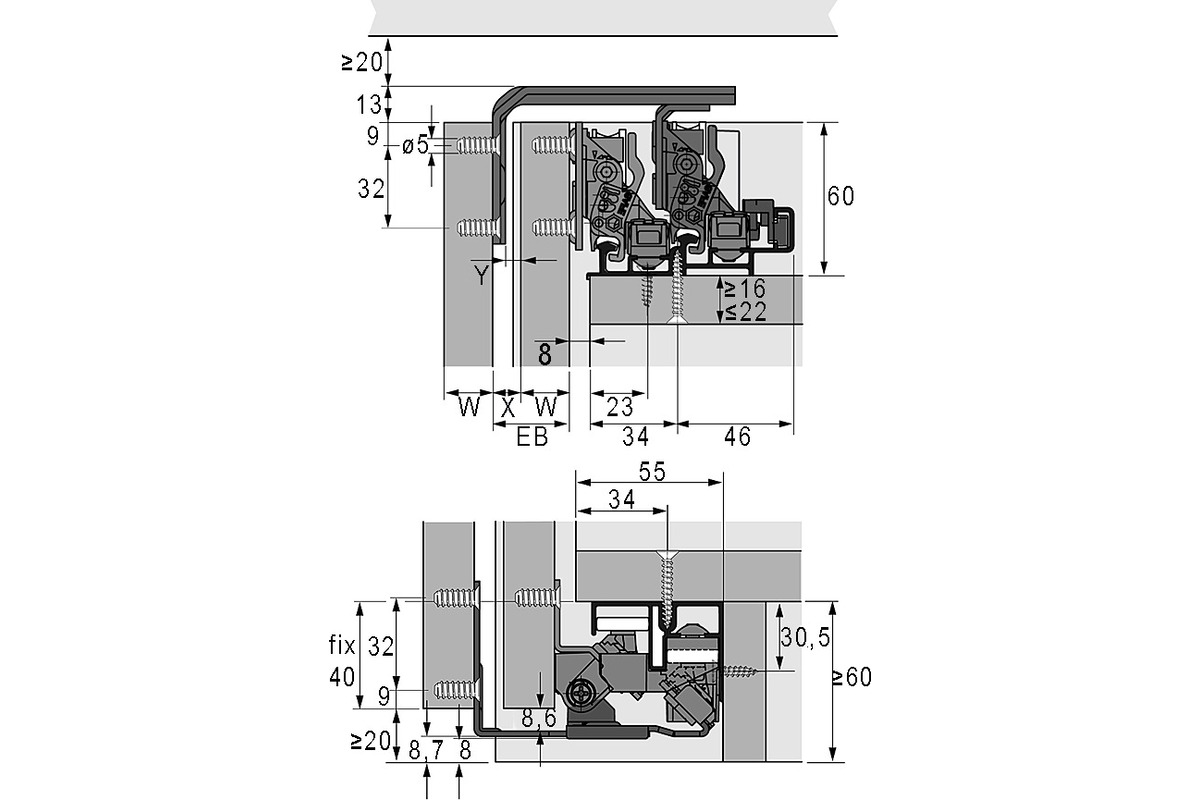 Ferrements pour portes coulissantes HETTICH TopLine XL, Forslide, conduite amorties