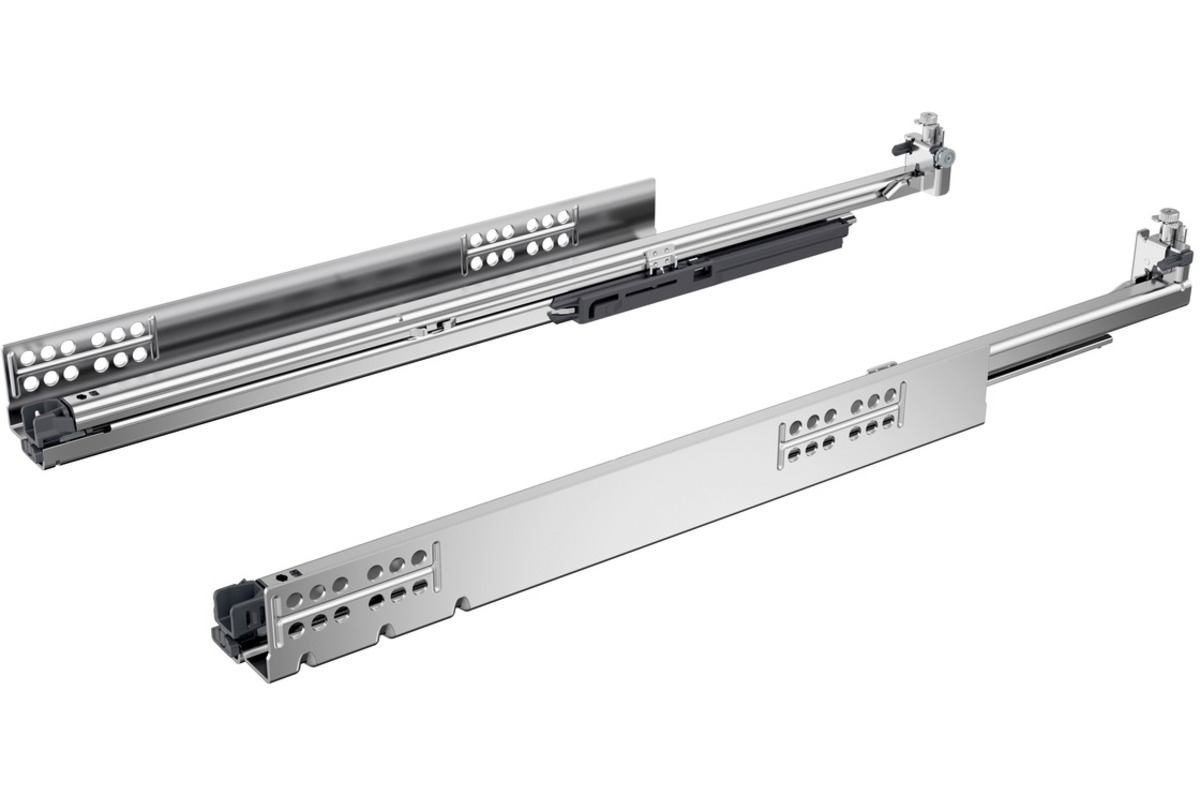 Coulisse à sortie totale HETTICH Quadro V6 5D 10/30 kg, avec Silent System, compatible avec Push to open Silent