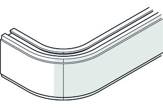 Rail de roulement avec segment courbé, 1330 mm, aluminium, gauche