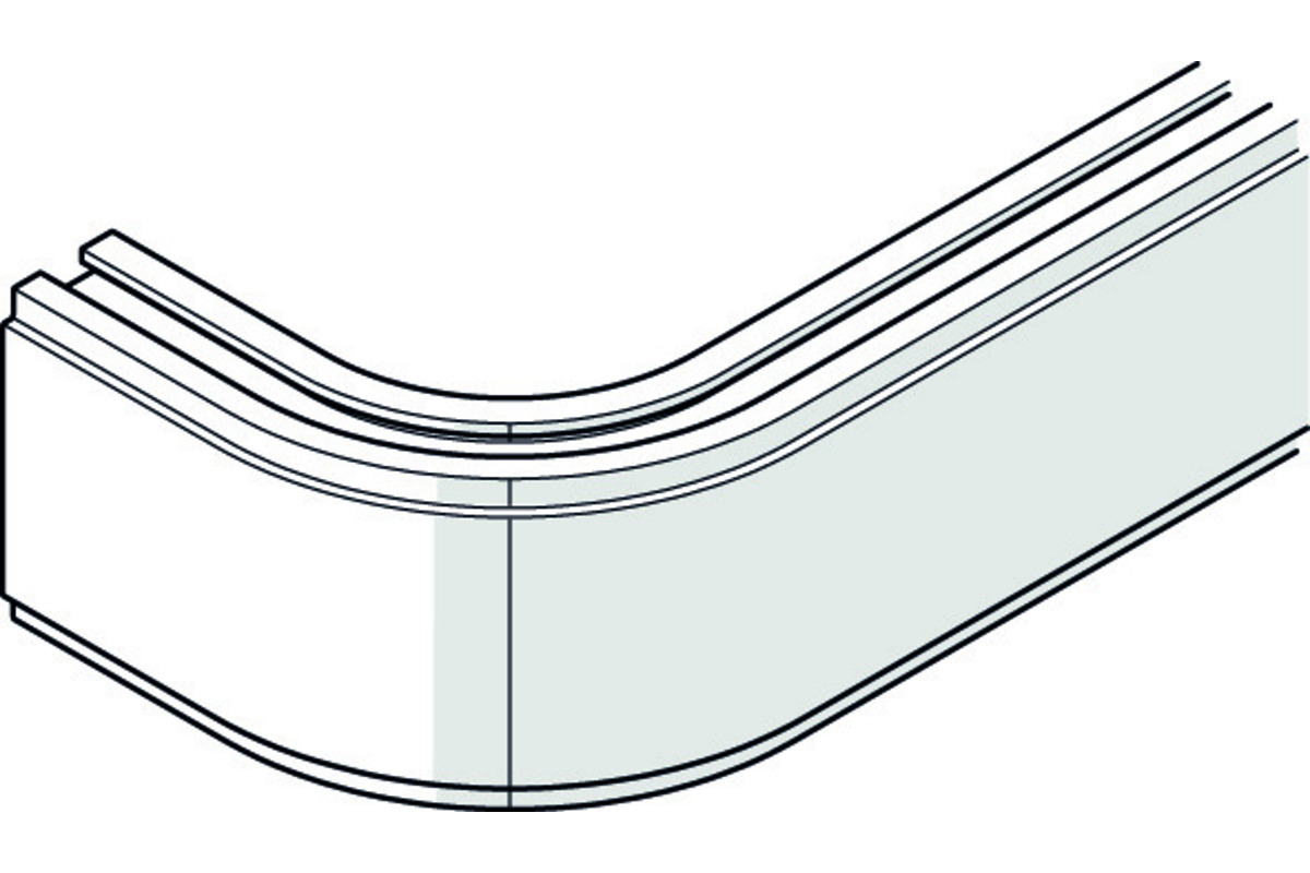 Rail de roulement avec segment courbé, 1330 mm, aluminium, gauche