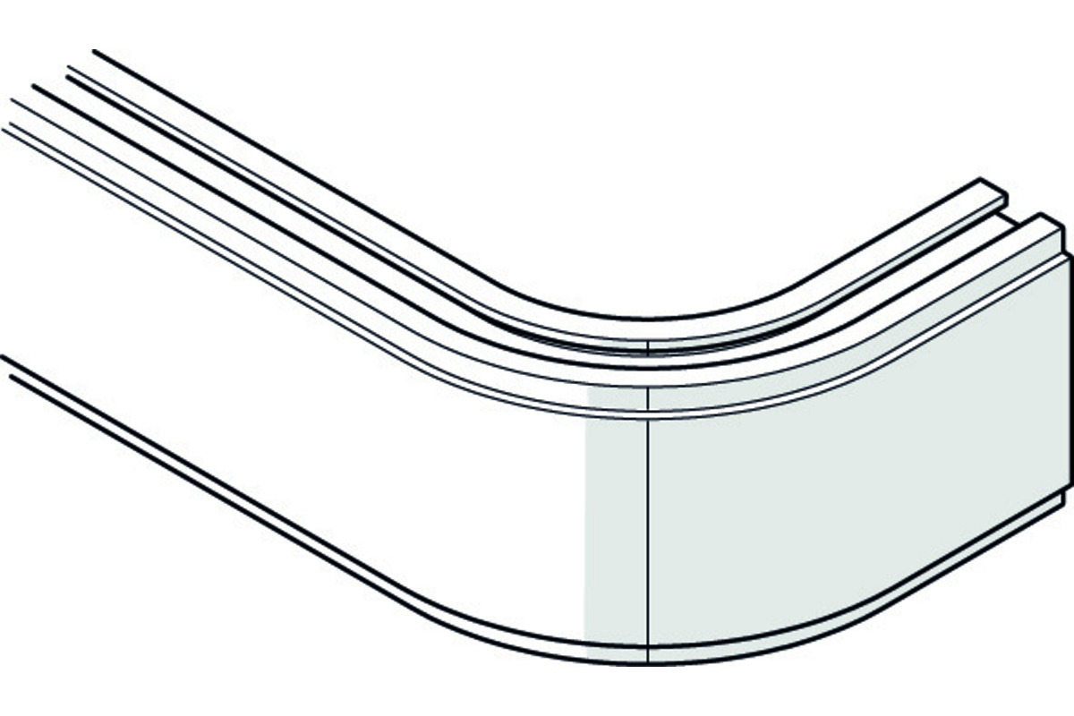 Rail de roulement avec segment courbé, 1330 mm, aluminium, droite
