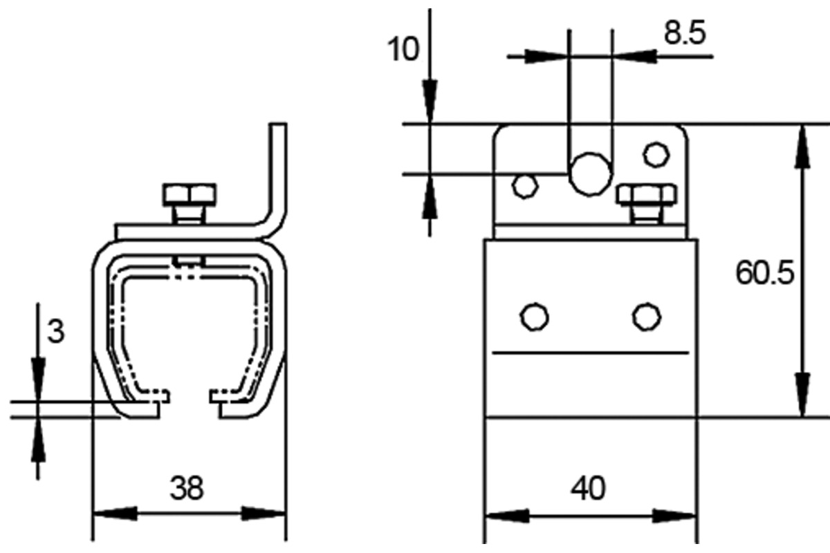 Wandmuffe HELM-01 zu Vorhangsystem